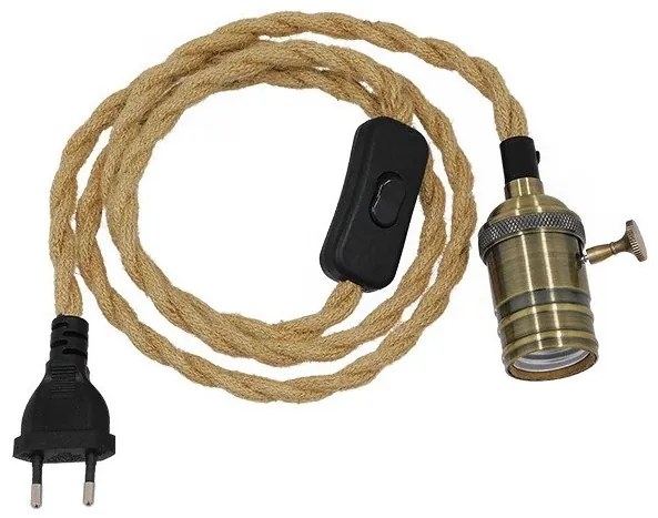 Κρεμαστό Φωτιστικό Whip με Πλετκό Καλώδιο Μαύρο-Μπεζ 91041 Globostar-91041-Μπεζ 91041