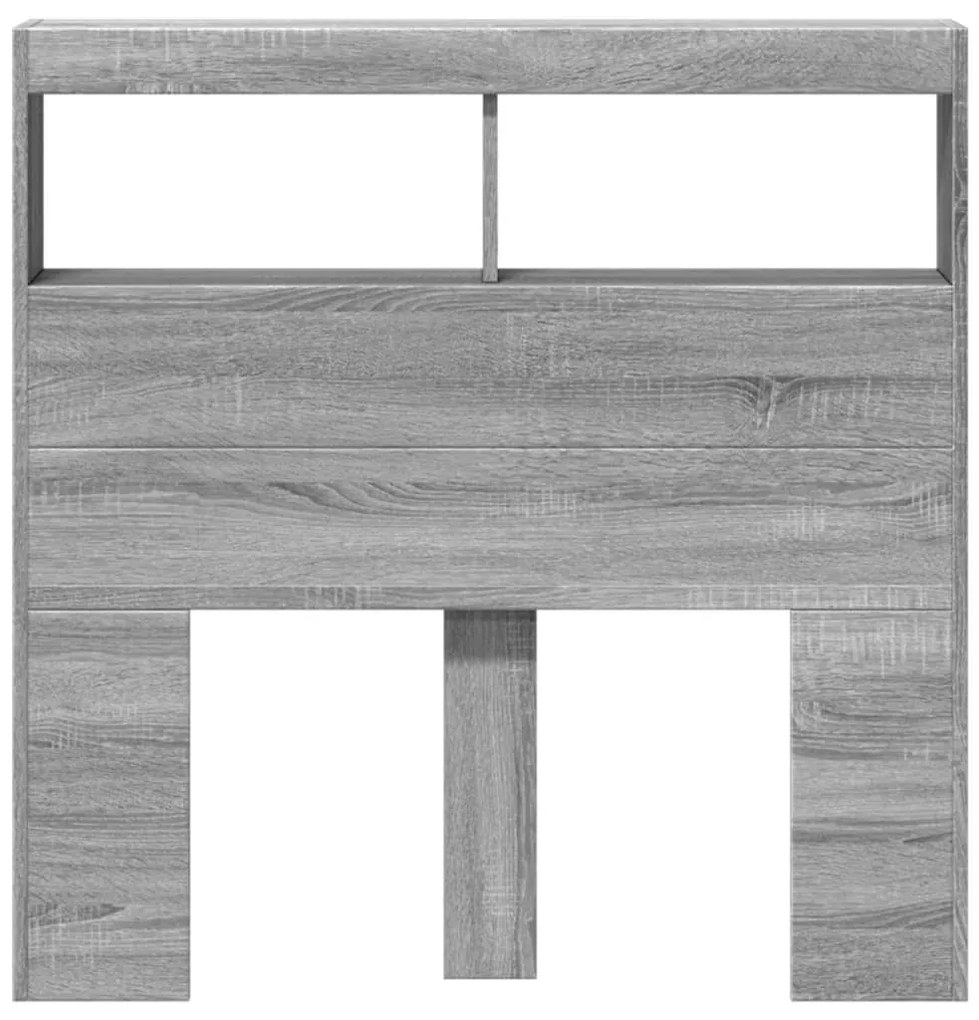 vidaXL Κεφαλάρι με Αποθηκ. Χώρο &amp; LED Γκρι Sonoma 100x17x102 εκ.
