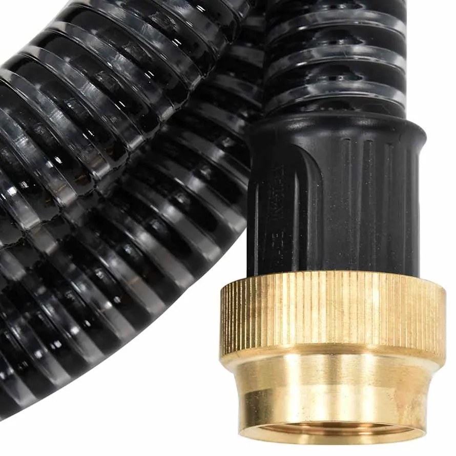 vidaXL Σωλήνας Αναρρόφησης Ορειχ. Συνδέσεις Μαύρος 15 μ/1,1&quot; PVC