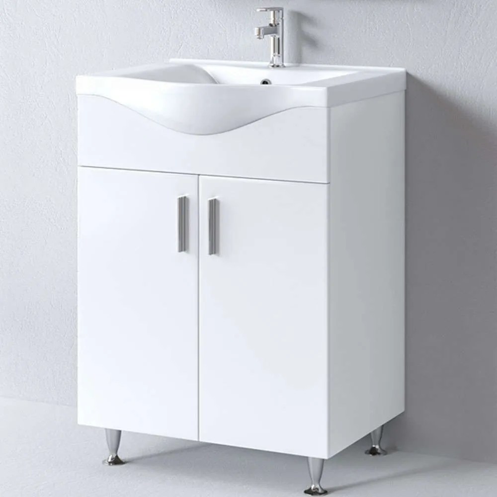 Έπιπλο Μπάνιου Πάγκος Με Νιπτήρα Siena S3BSI065GL0 65x46x83cm White Porcelain,Melamine