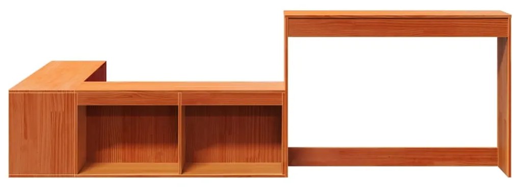 Κομοδίνο με Γραφείο Καφέ Κεριού 232x122x75 εκ Μασίφ Ξύλο Πεύκου - Καφέ