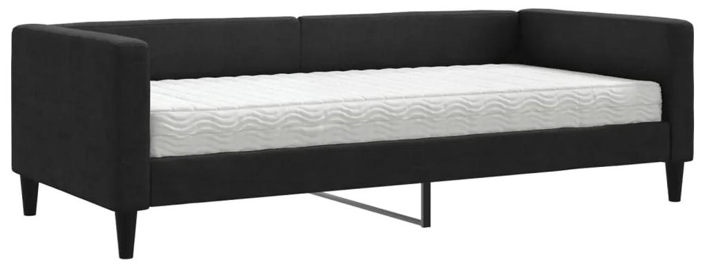 vidaXL Καναπές Κρεβάτι με Στρώμα Μαύρο 90 x 190 εκ. Υφασμάτινο