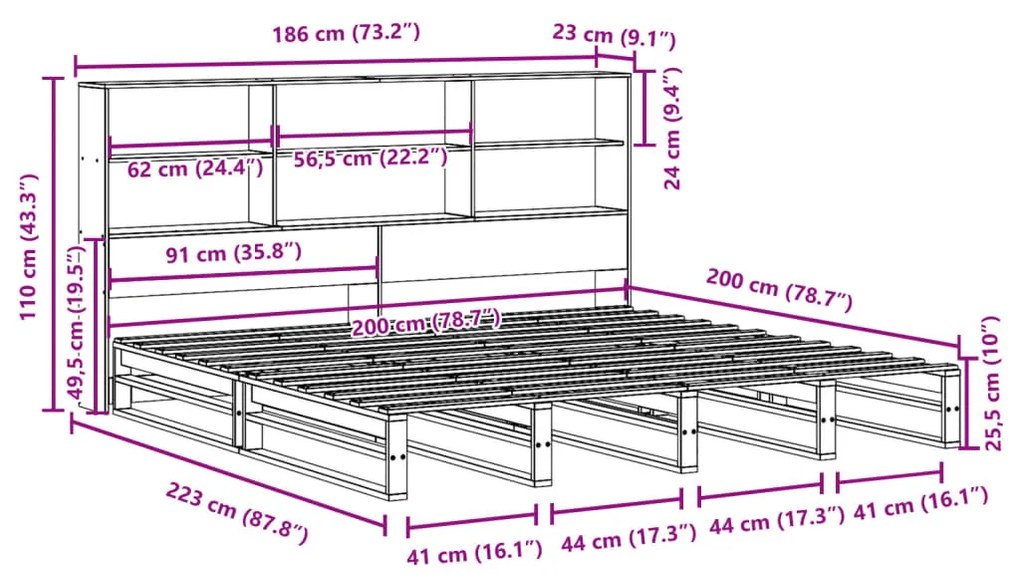 ΚΡΕΒΑΤΙ ΒΙΒΛΙΟΘΗΚΗ ΧΩΡΙΣ ΣΤΡΩΜΑ ΛΕΥΚΟ 180X200 ΕΚ ΜΑΣΙΦ ΞΥΛΟ 3323930