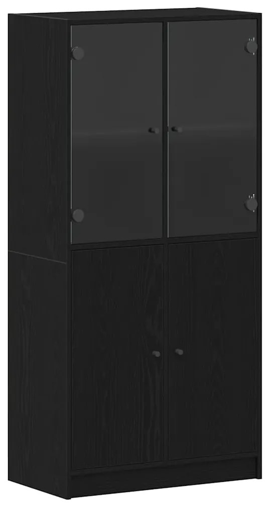 vidaXL Highboard Μαύρο 68 x 37 x 142 εκ Επεξεργασμένο ξύλο