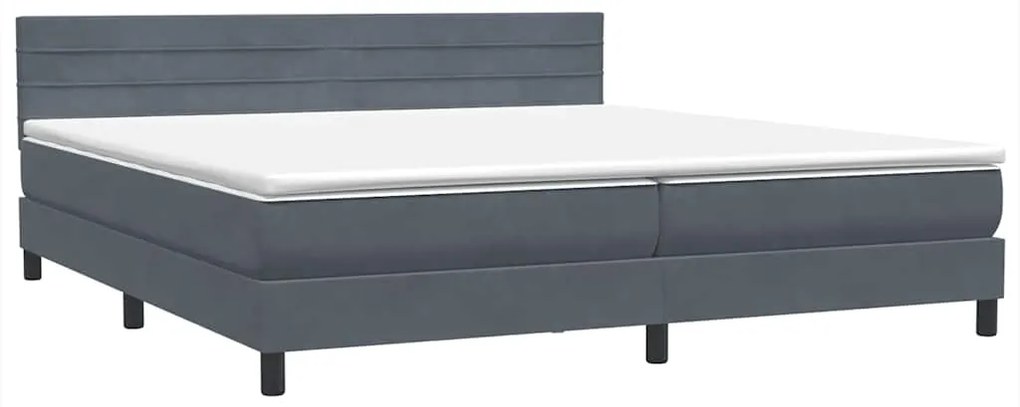 vidaXL Box Spring Κρεβάτι με στρώμα Σκούρο γκρι 200x220 cm Βελούδινο