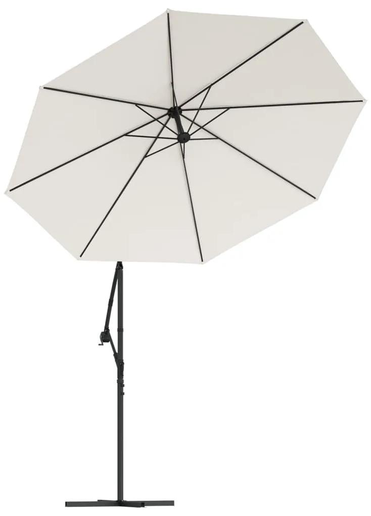 Ομπρέλα Κρεμαστή με LED Χρώμα Άμμου 300 εκ. Μεταλλικός Ιστός - Μπεζ
