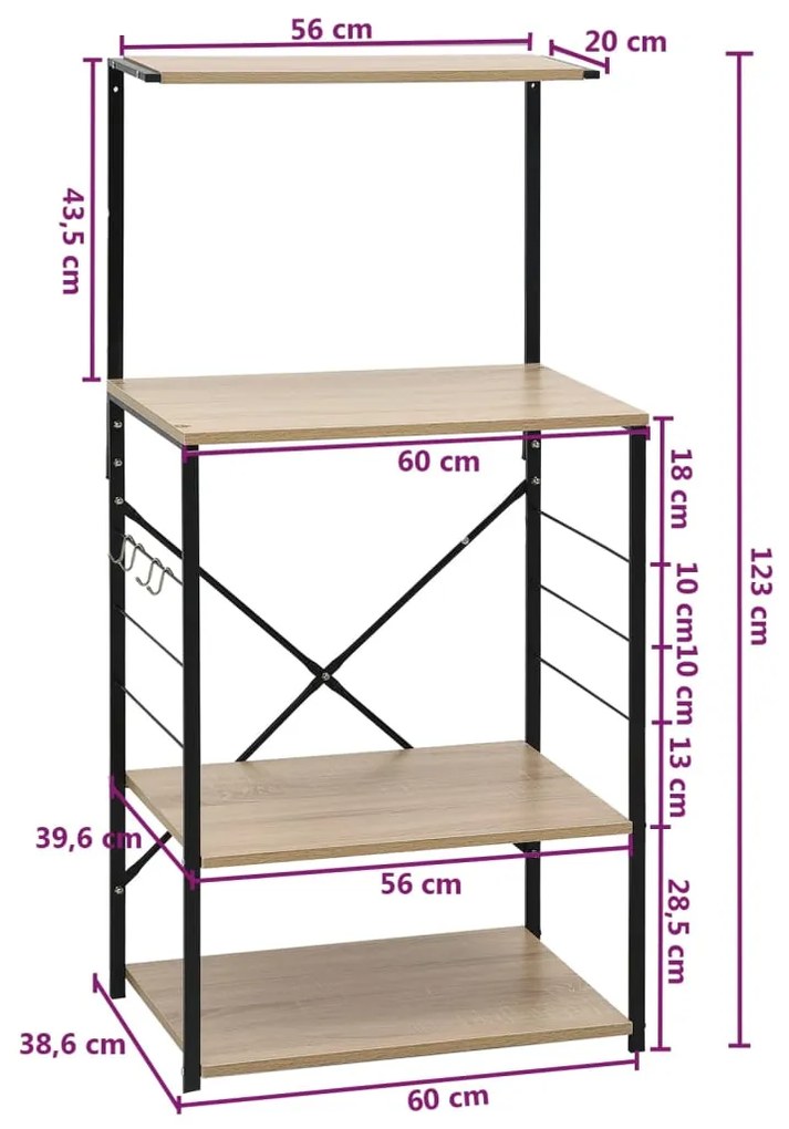 ΡΑΦΙΕΡΑ ΚΟΥΖΙΝΑΣ ΜΑΥΡΗ/ΧΡΩΜΑ ΔΡΥΟΣ 60X39,6X123 ΕΚ. ΜΟΡΙΟΣΑΝΙΔΑ 288239