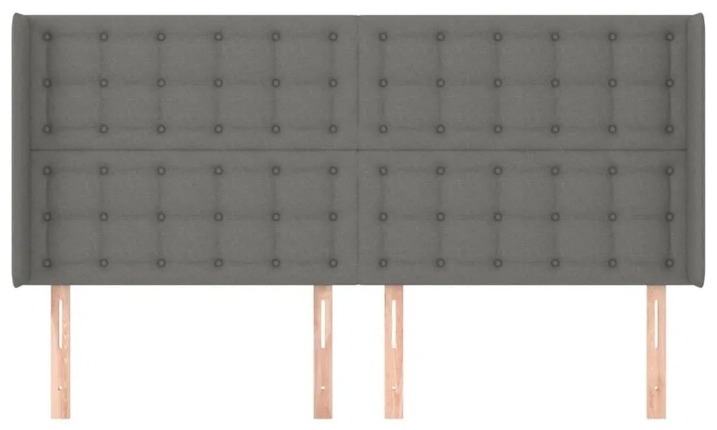 Κεφαλάρι με Πτερύγια Σκούρο Γκρι 163x16x118/128 εκ. Υφασμάτινο - Γκρι