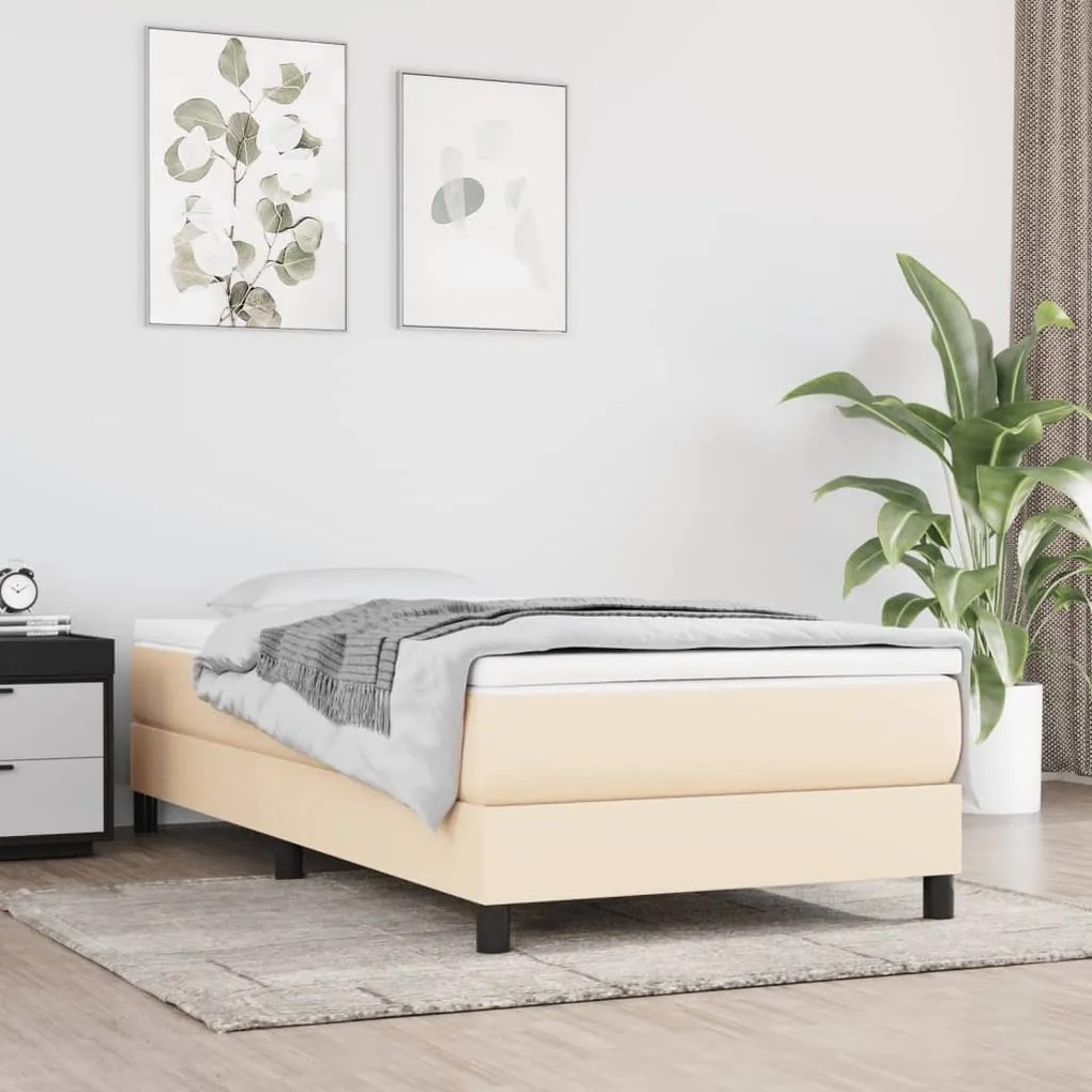 vidaXL Πλαίσιο Κρεβατιού Boxspring Κρεμ 90x190 εκ. Υφασμάτινο