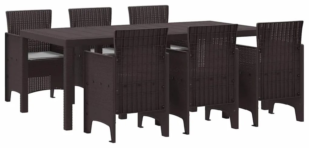 vidaXL Σέτ φαγητού για κήπο 7 pcs Καφέ Rattan Polt