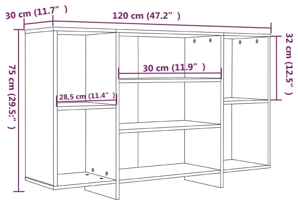 Ντουλάπι Γκρι Sonoma 120x30x75 εκ. από Επεξεργ. Ξύλο - Γκρι