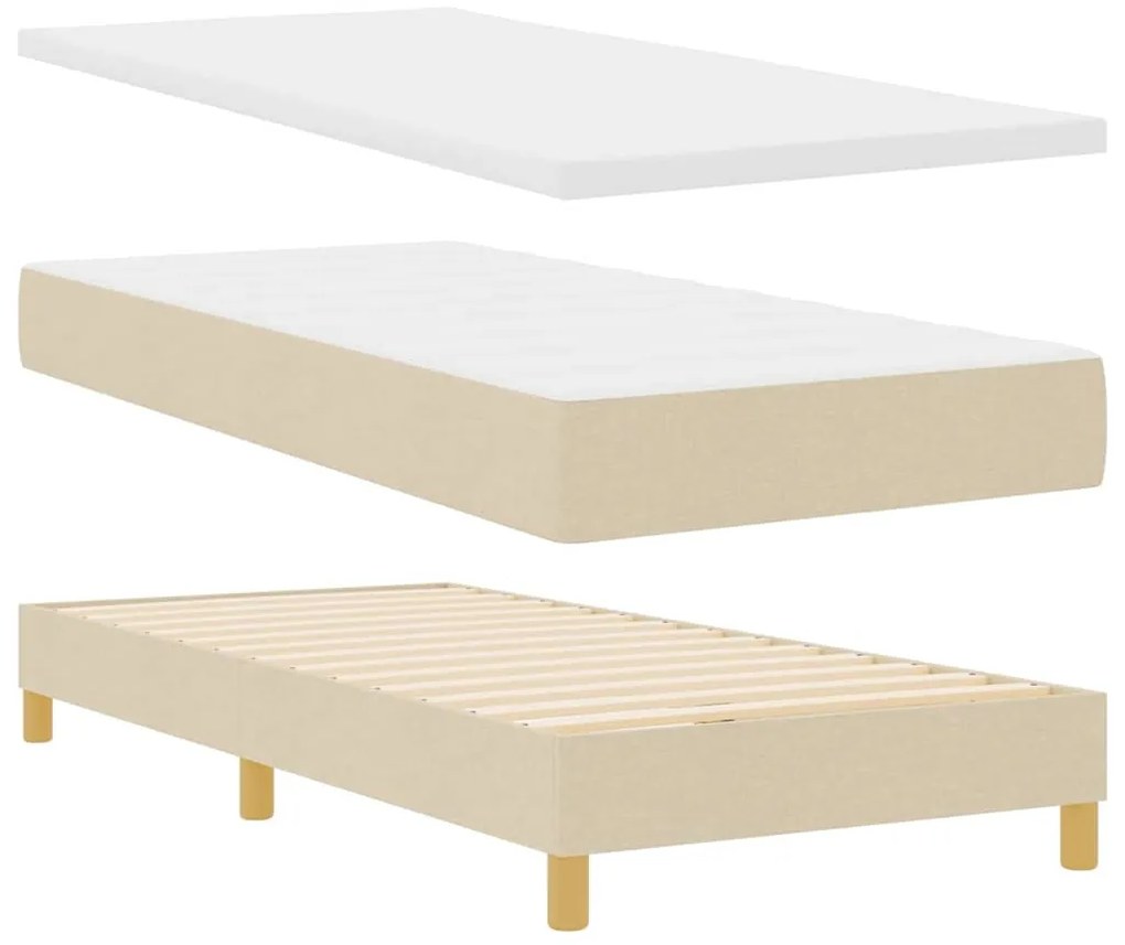 vidaXL Κρεβάτι box spring με στρώμα με στρώμα Κρεμ 100 x 200 cm ύφασμα