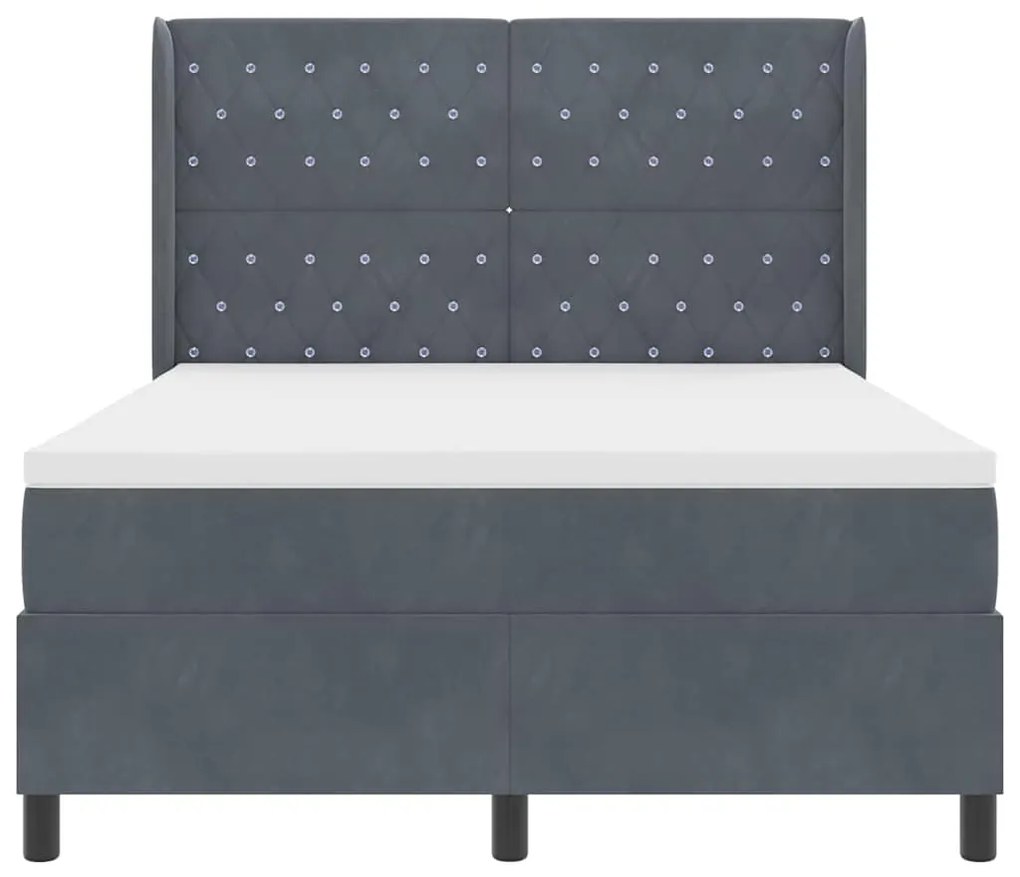 vidaXL Κρεβάτι με ελατήρια Σκούρο γκρι 140 x 200 cm Βελούδο