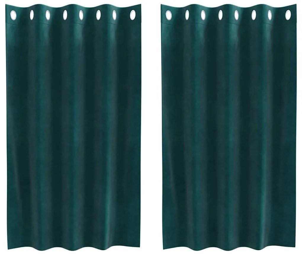 vidaXL Κουρτίνες 2 pcs Σκούρο πράσινο 140 x 140 cm Βελούδο
