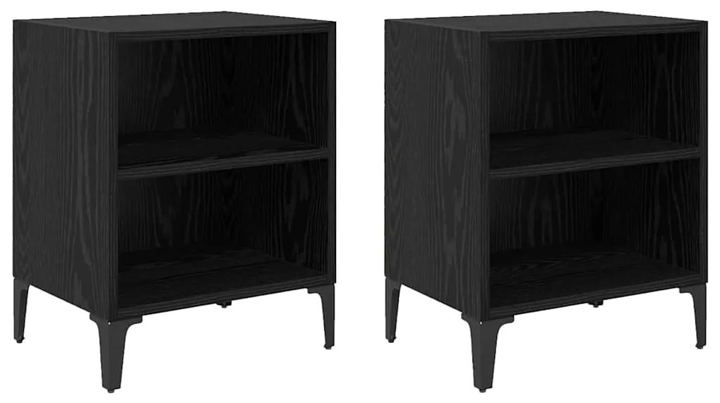 vidaXL Κομοδίνο 2 pcs Μαύρη δρυς 40 x 30 x 50 cm Επεξεργασμένο ξύλο