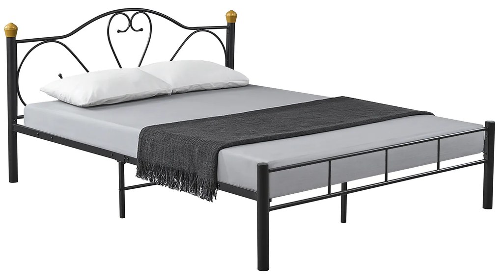Κρεβάτι Υπέρδιπλο ArteLibre MOONRISE Μαύρο Μέταλλο Για Στρώμα 160x200cm