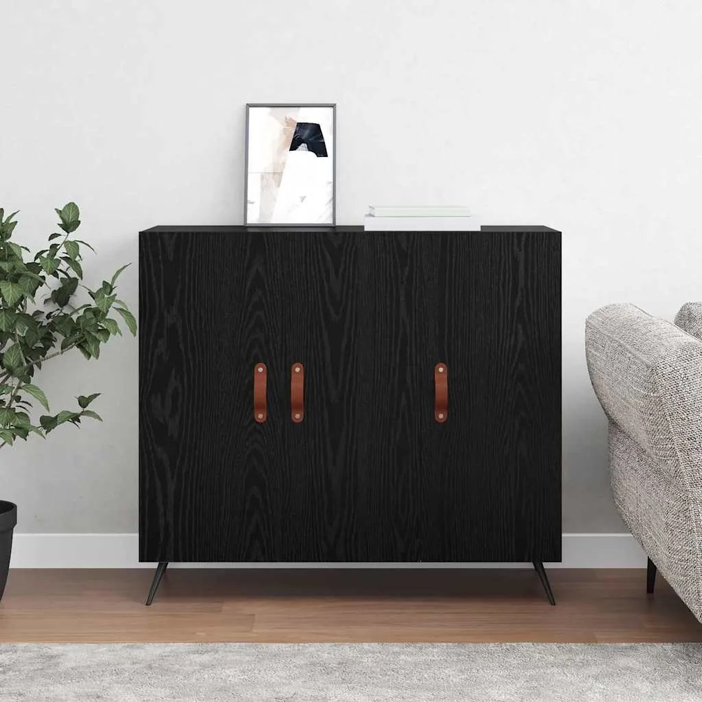 vidaXL Πλαϊνό γραφείο Μαύρο 90 x 34 x 80 εκ. Επεξεργασμένο ξύλο