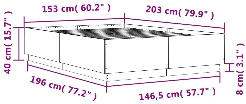 Πλαίσιο Κρεβατιού Sonoma Δρυς 150x200 εκ. Επεξεργασμένο Ξύλο - Καφέ