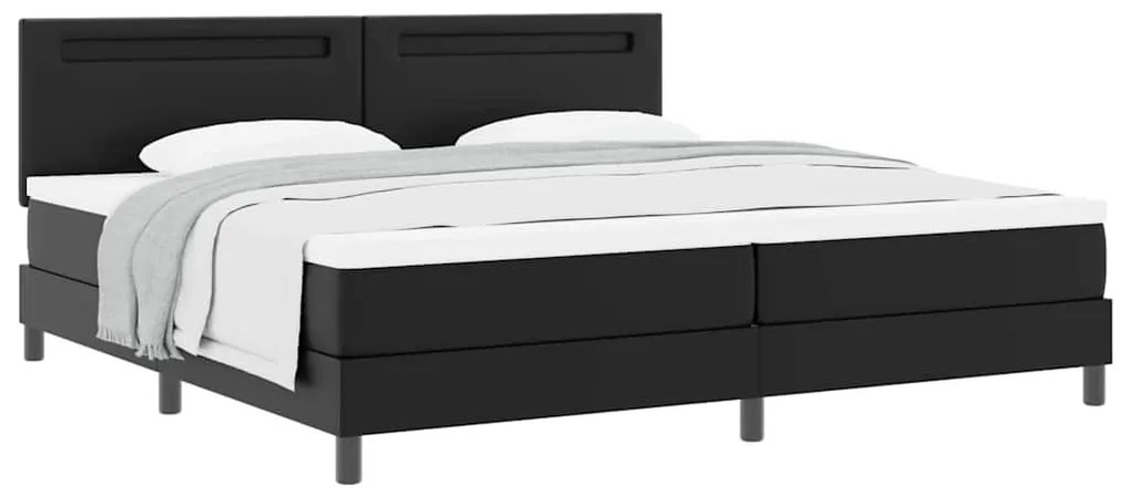 vidaXL Σκελετός κρεβατιού με στρώμα Μαύρο 200 x 200 cm Τεχνητό δέρμα