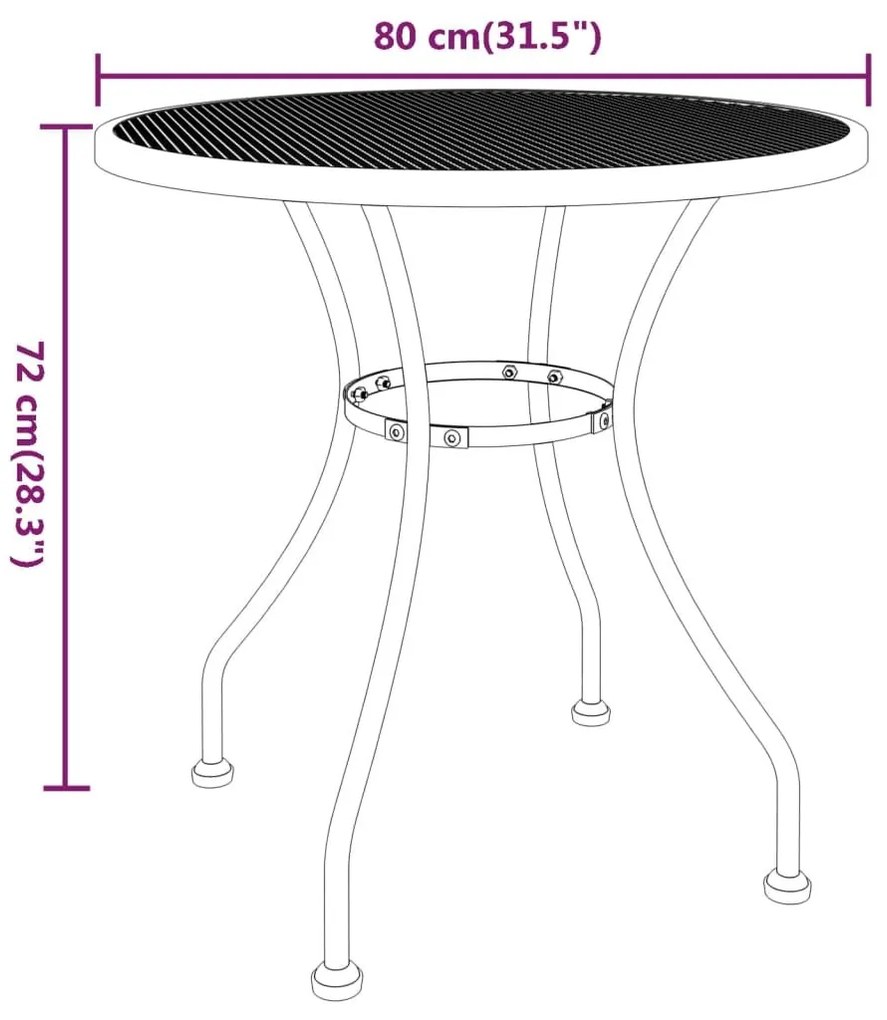 Τραπέζι Κήπου Ανθρακί Ø80 x 72 εκ. από Εκτεταμένο Μεταλ. Πλέγμα - Ανθρακί