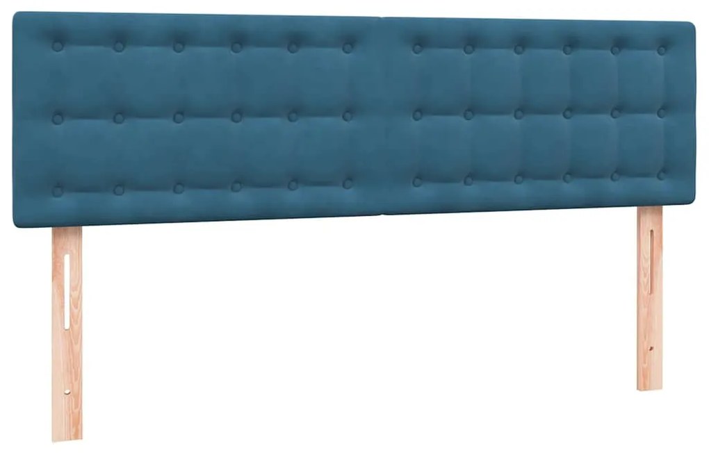 vidaXL Κρεβάτι Boxspring με Στρώμα Σκούρο Μπλε 140x210 εκ. Βελούδινο