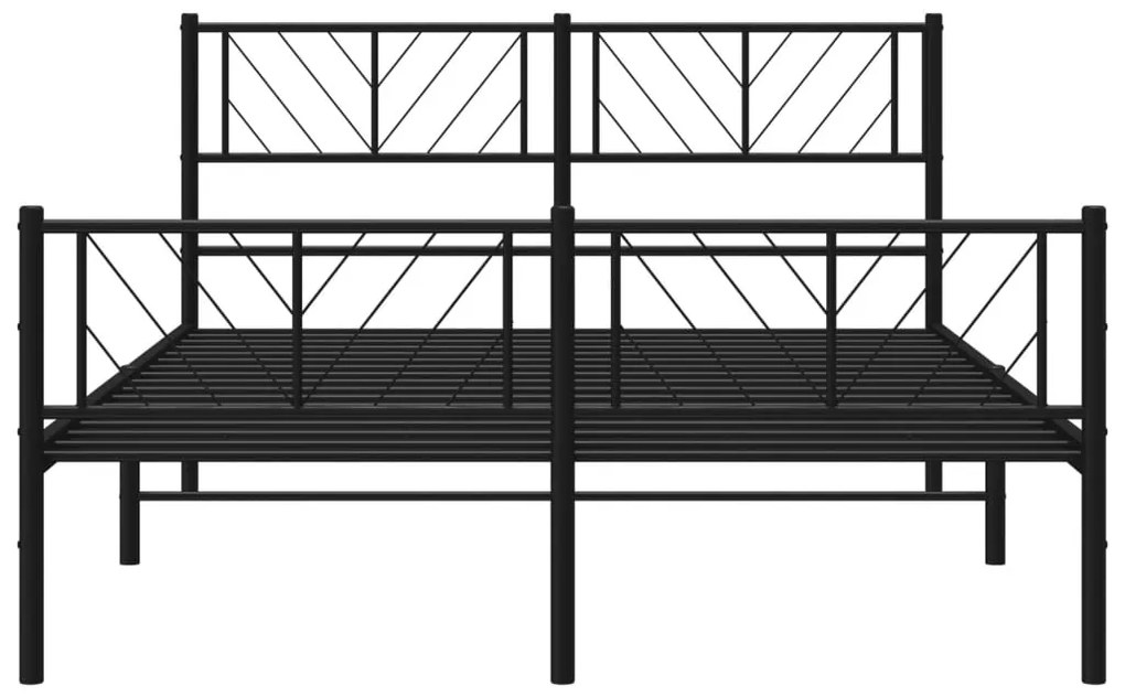 vidaXL Πλαίσιο Κρεβατιού με Κεφαλάρι&Ποδαρικό Μαύρο 135x190εκ. Μέταλλο