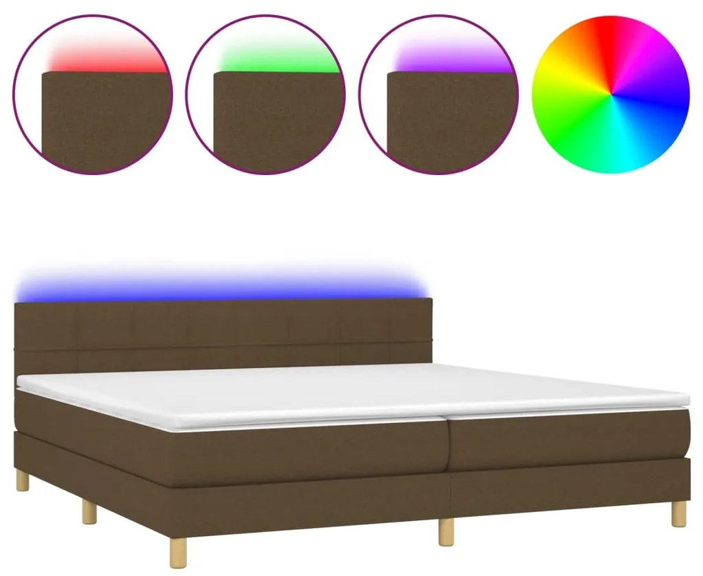 ΚΡΕΒΑΤΙ BOXSPRING ΜΕ ΣΤΡΩΜΑ &amp; LED ΣΚ.ΚΑΦΕ 200X200 ΕΚ ΥΦΑΣΜΑΤΙΝΟ 3133744