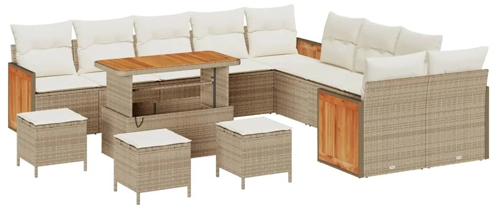 vidaXL Σετ Καναπέ Κήπου 14 pcs μπεζ και κρεμ 110 x 55 x 71 εκ