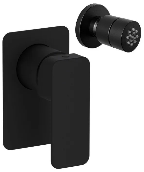Eurorama Quadra Black Matt Jet επίτοιχο στρογγυλό+Μίκτης Εντοιχισμού 1 Εξόδου