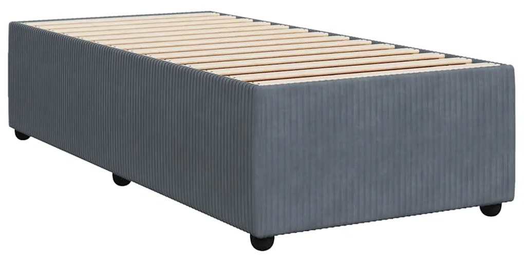 vidaXL Κρεβάτι Boxspring με Στρώμα Σκούρο Γκρι 100x200 εκ. Βελούδινο