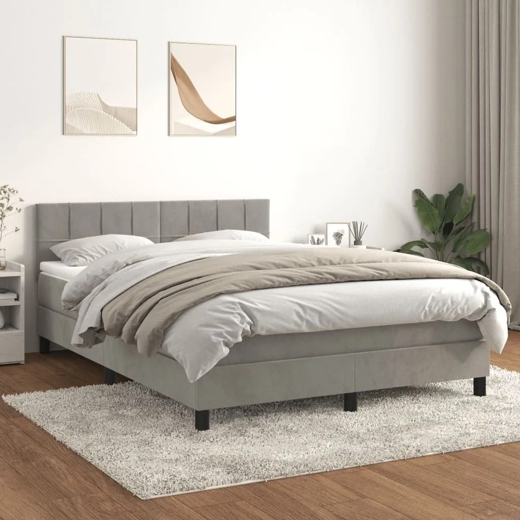 ΚΡΕΒΑΤΙ BOXSPRING ΜΕ ΣΤΡΩΜΑ ΑΝΟΙΧΤΟ ΓΚΡΙ 140X200 ΕΚ. ΒΕΛΟΥΔΙΝΟ 3141305