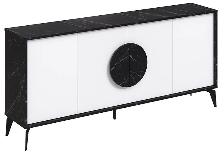 Μπουφές Gora Megapap χρώμα μαύρο εφέ μαρμάρου - λευκό 180x35,6x82εκ.