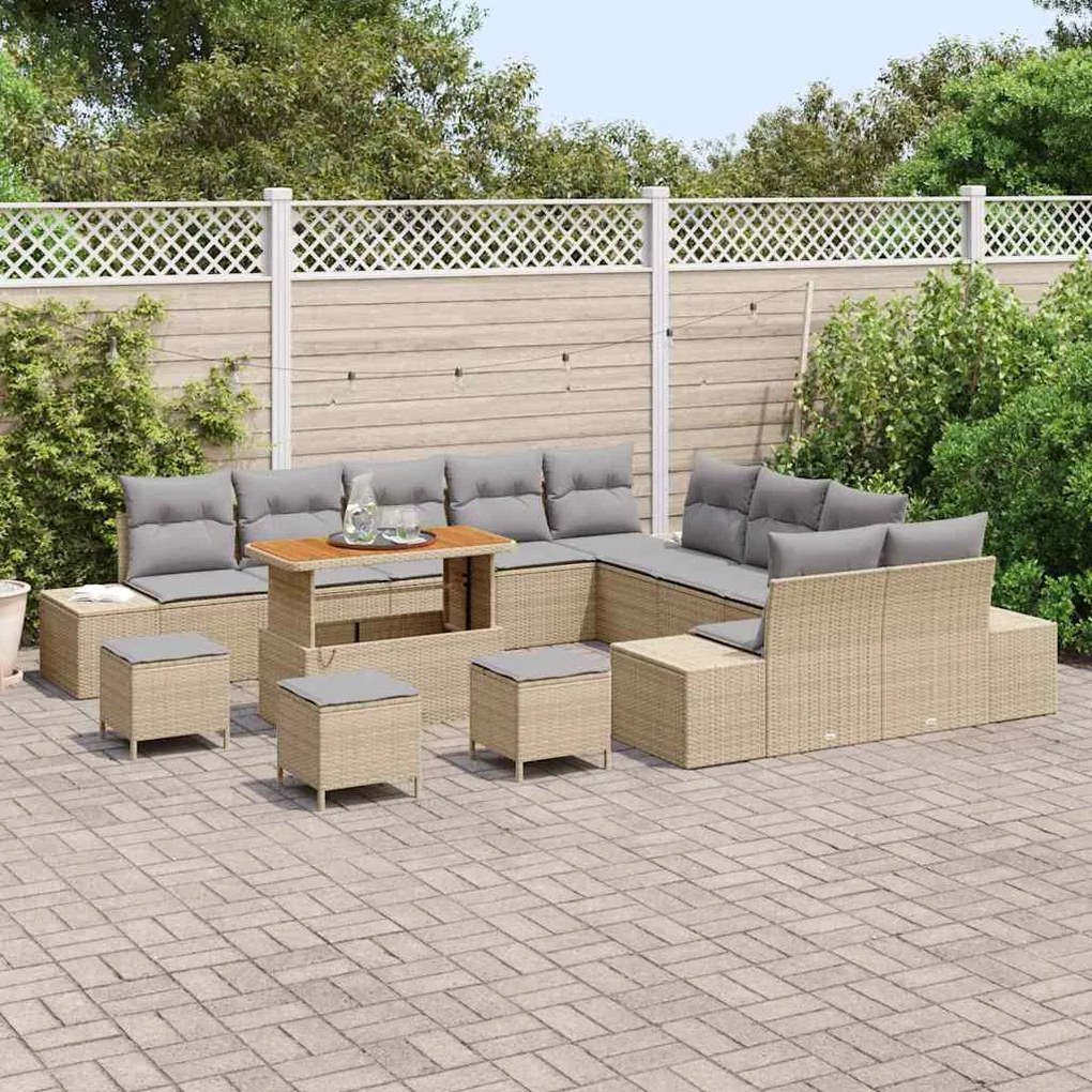 vidaXL Σετ Καναπέ Κήπου 13 pcs Μπεζ, Ανοιχτό Γκρι 110 x 55 x 71 εκ