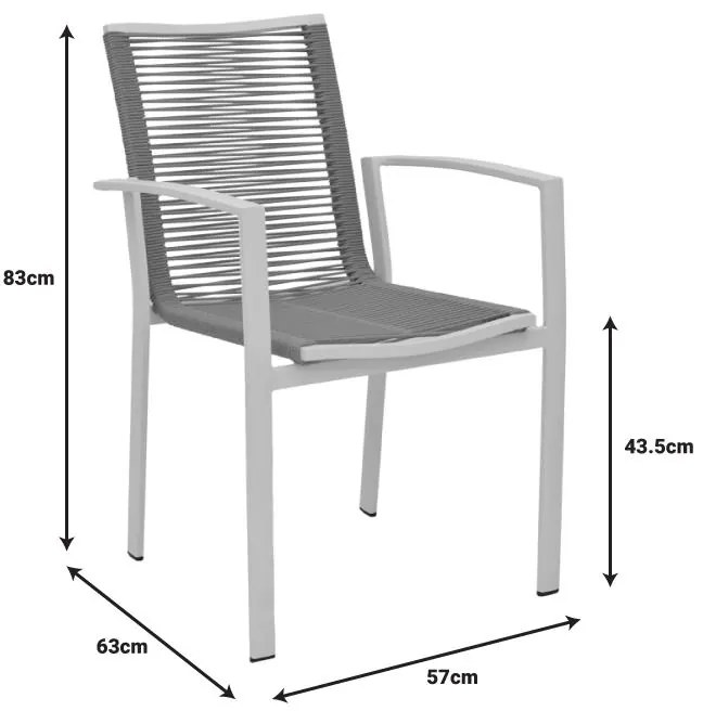 Καρέκλα - Πολυθρόνα Jonian στοιβαζόμενη λευκό αλουμίνιο-textilene σε φυσική απόχρωση 57x63x83 εκ. 57x63x83 εκ.