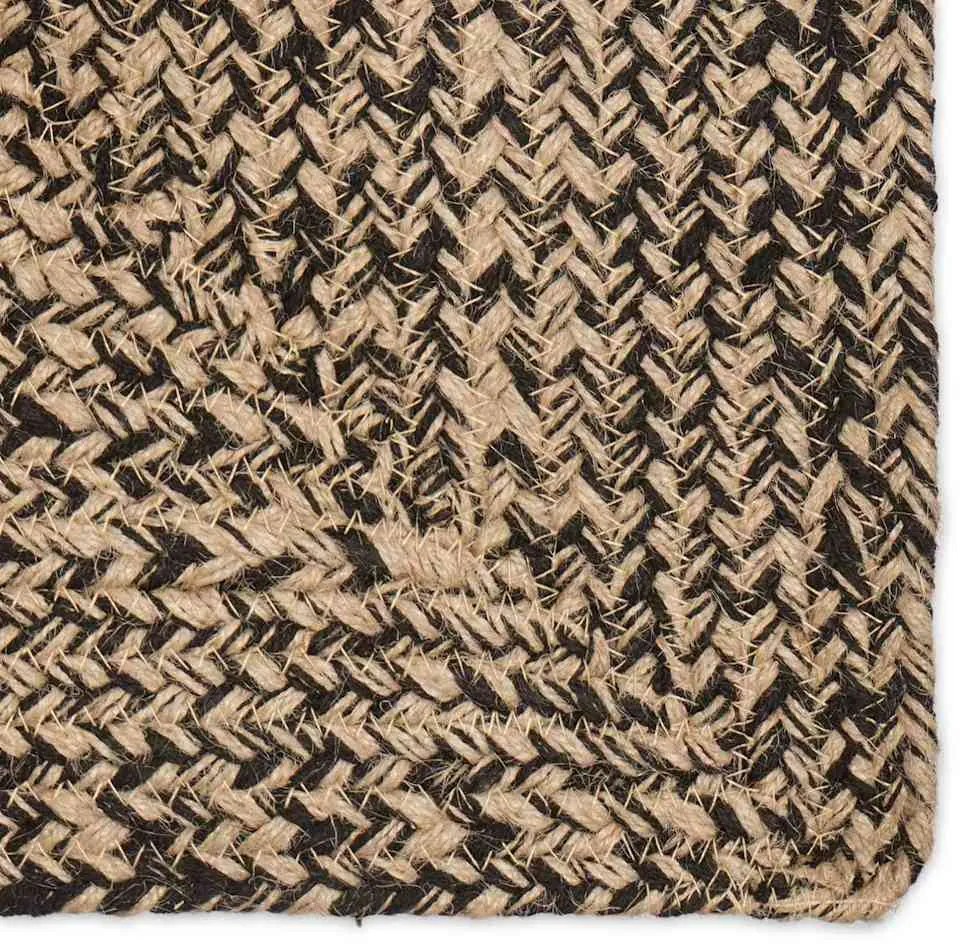 vidaXL Χαλί Φυσικό και μαύρο 120 x 120 cm Γιούτα