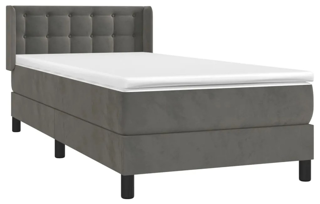 ΚΡΕΒΑΤΙ BOXSPRING ΜΕ ΣΤΡΩΜΑ ΣΚΟΥΡΟ ΓΚΡΙ 90X190 ΕΚ. ΒΕΛΟΥΔΙΝΟ 3131172