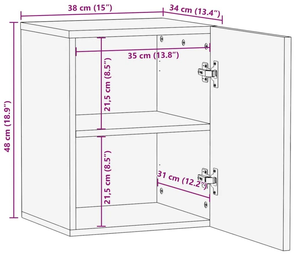 Ντουλάπι Μπάνιου Επιτοίχιο 38x34x48 εκ. από Μασίφ Ξύλο Ακακίας - Πολύχρωμο