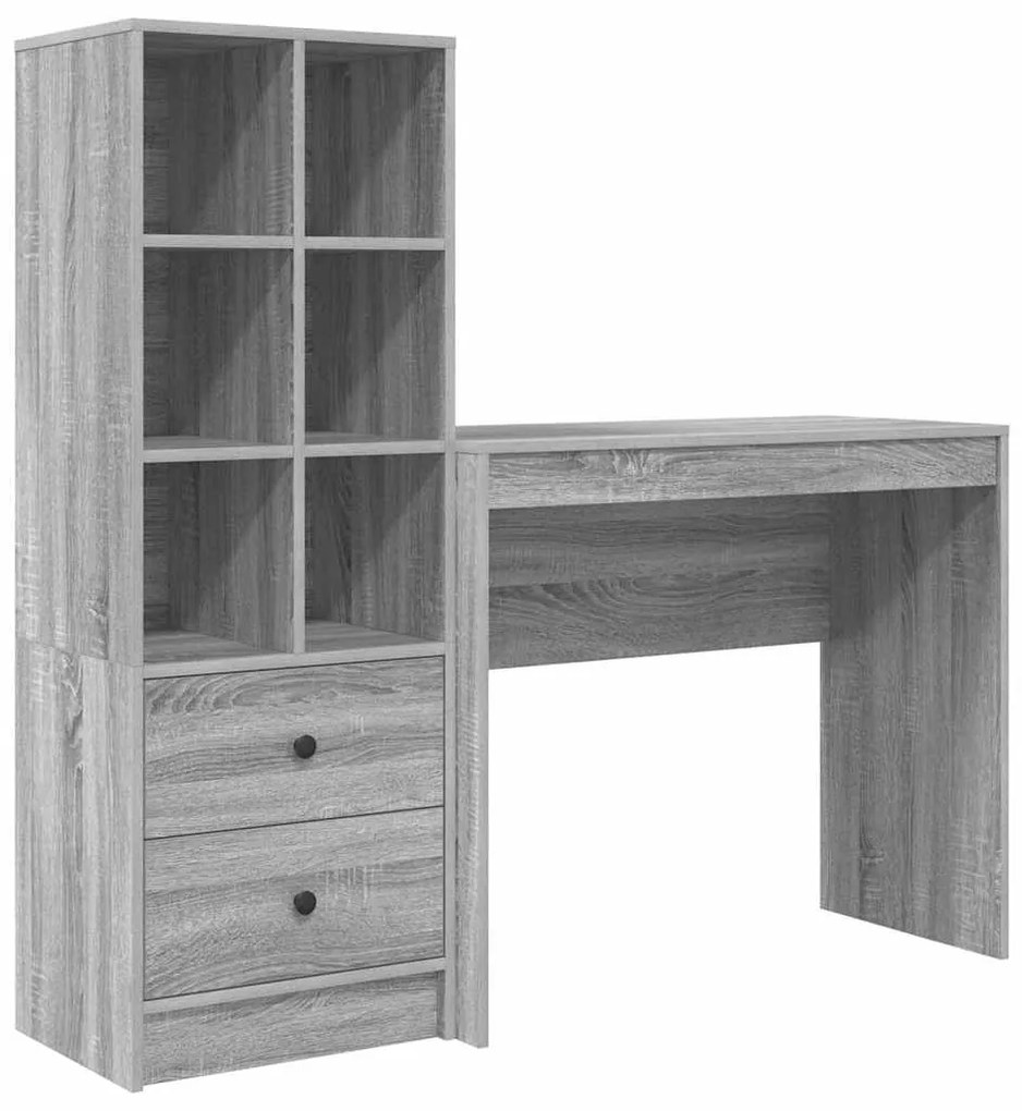 vidaXL Γραφείο με αποθηκευτικό χώρο 2 pcs Γκρι sonoma 90 x 40 x 76 εκ.