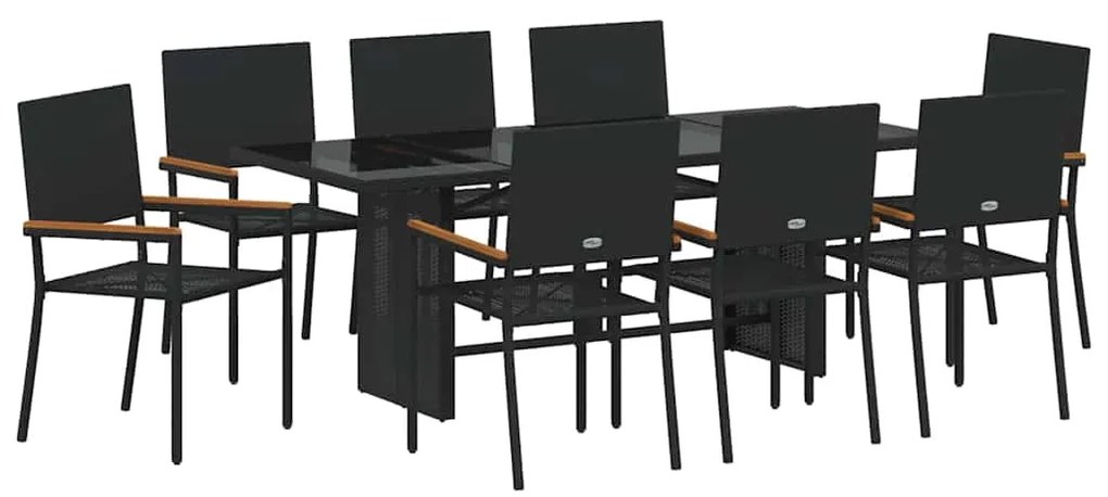 vidaXL Σετ Κηπωρίου 9 Τεμαχίων Μαύρο Πολυ Ράφτινγκ