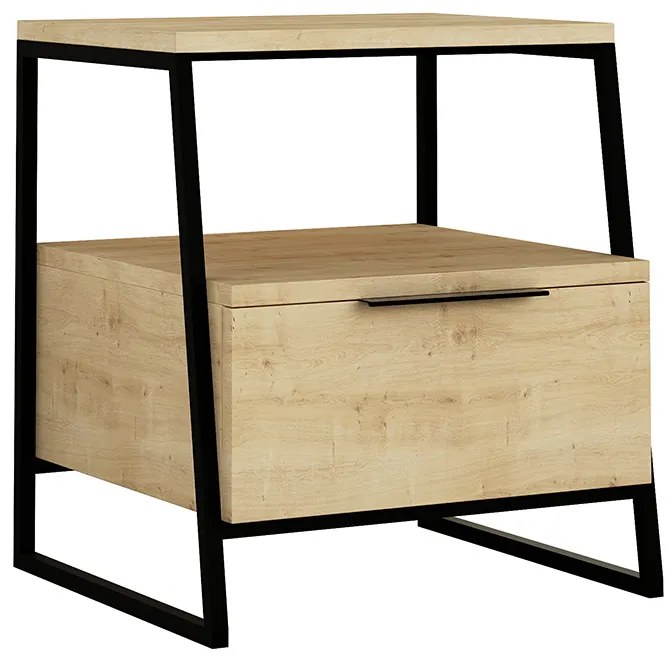 Κομοδίνο Johana pakoworld μαύρο-oak 45x40x50εκ