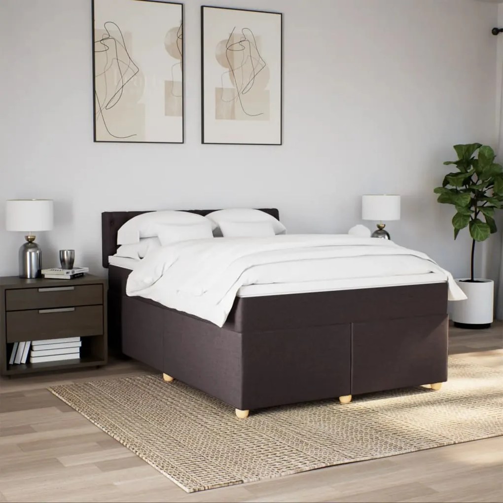 ΚΡΕΒΑΤΙ BOXSPRING ΜΕ ΣΤΡΩΜΑ ΣΚΟΥΡΟ ΚΑΦΕ 140X200 ΕΚ ΥΦΑΣΜΑΤΙΝΟ 3289013