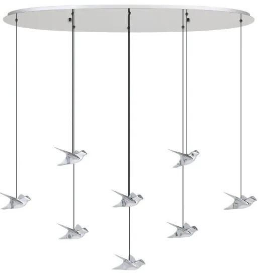 Κρεμαστό Φωτιστικό Οροφής 8xLED 4,2W Πουλιά Οβάλ Dimmable Paratebueno Eglo-390401-Χρώμιο 390401