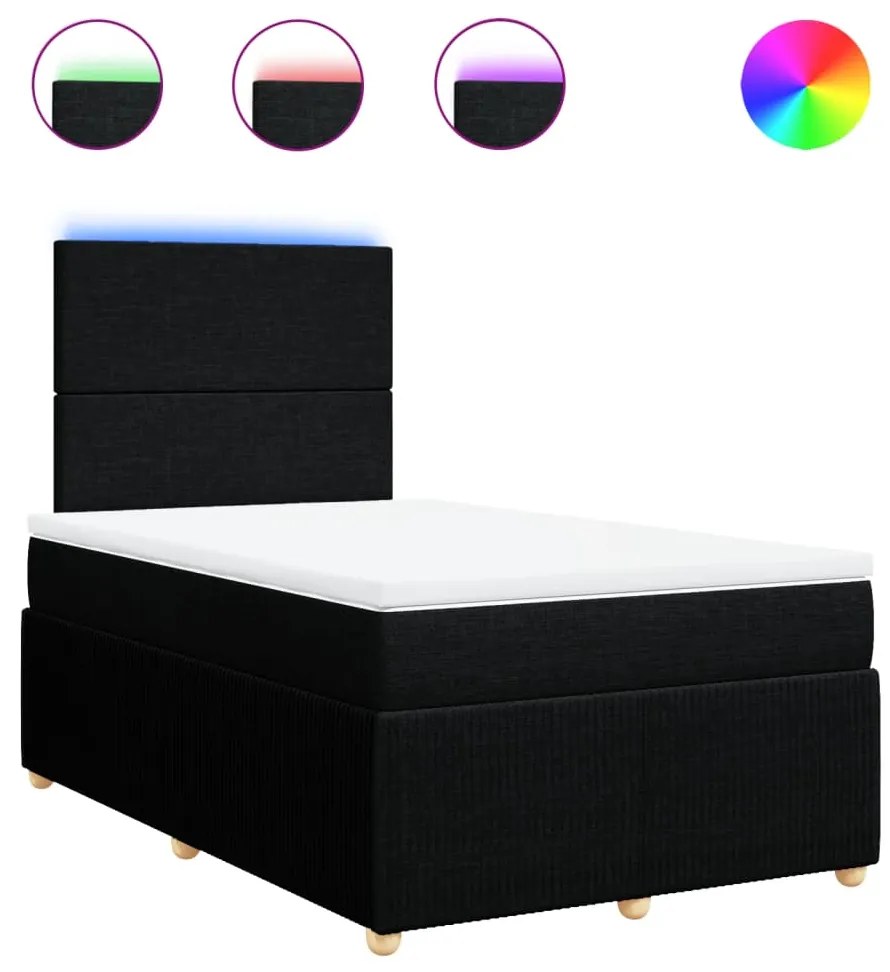 vidaXL Κρεβάτι Boxspring με Στρώμα Μαύρο 120x190 εκ. Υφασμάτινο