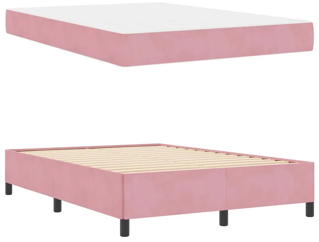 vidaXL Σκελετός Κρεβατιού Άλλο Ρόζ και Λευκό 160 x 200 cm Βελούδο