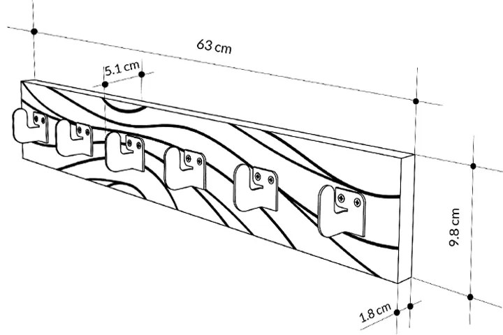 Κρεμάστρα τοίχου Flow Megapap χρώμα λευκό 63x1,8x9,8εκ.