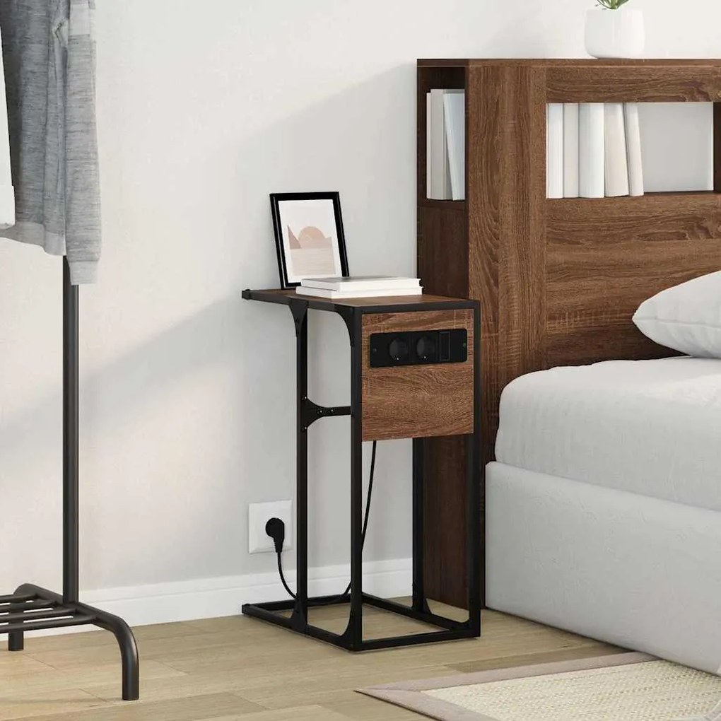 vidaXL Κομοδίνο Καφέ δρυς 41,5 x 26 x 60,5 εκ Επεξεργασμένο ξύλο