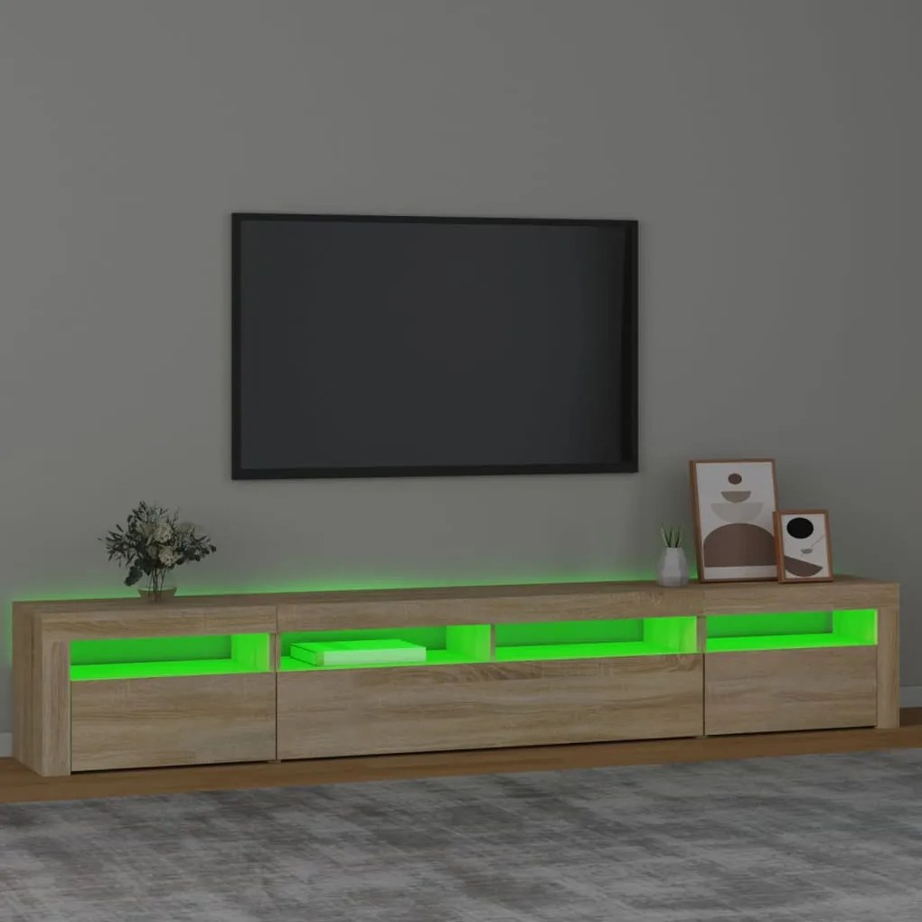 vidaXL Έπιπλο Τηλεόρασης με LED Sonoma Δρυς 240 x 35 x 40 εκ.