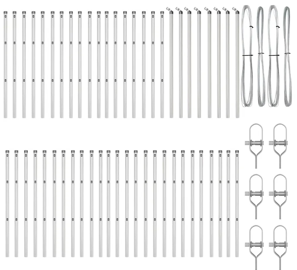 vidaXL Στύλος Περιφράξεων 52 pcs Ασημί 3.2 x 3.2 x 80 εκ Ατσάλι