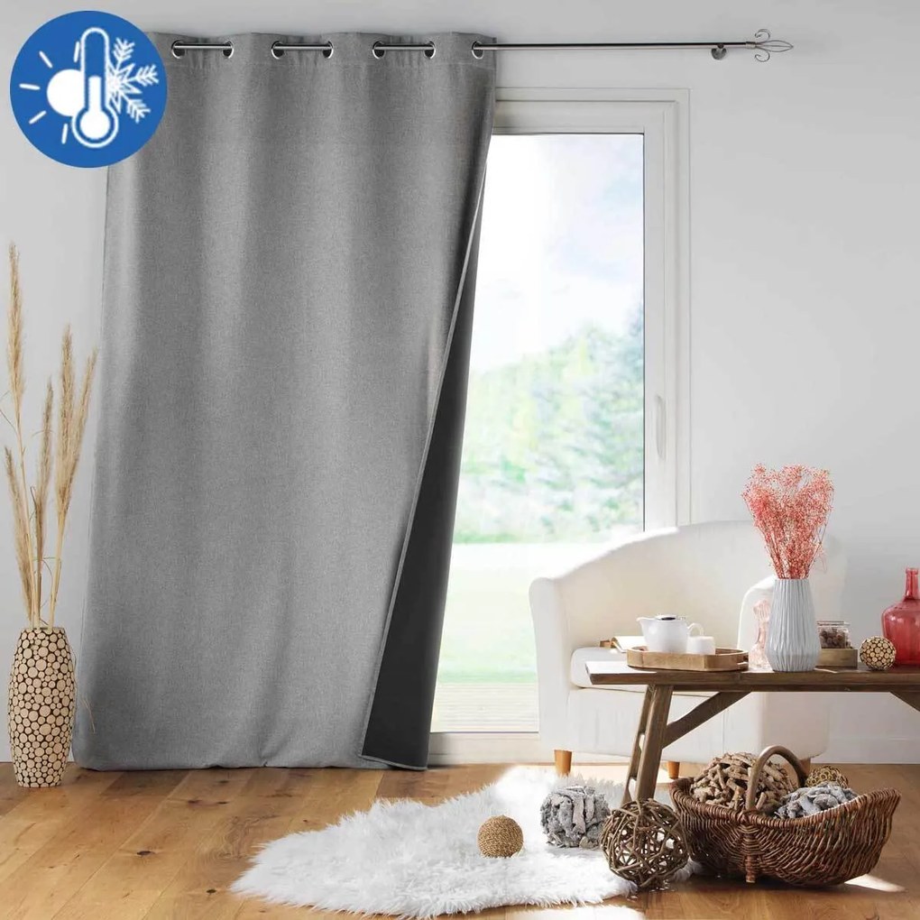 Θερμομονωτική Κουρτίνα (140x260) Με Τρουκς L-C Jupiter Gris 1611377