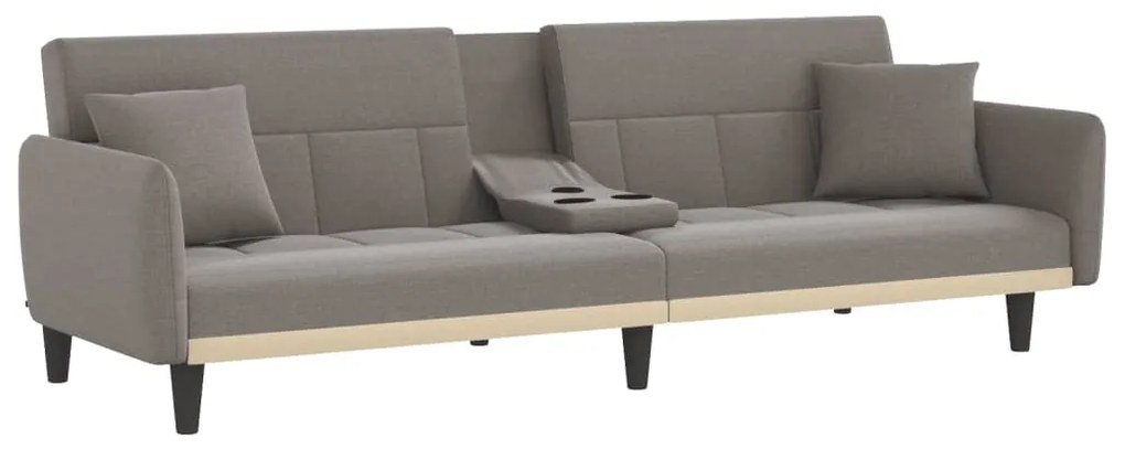 vidaXL Καναπές Κρεβάτι με Ποτηροθήκη Taupe Υφασμάτινος